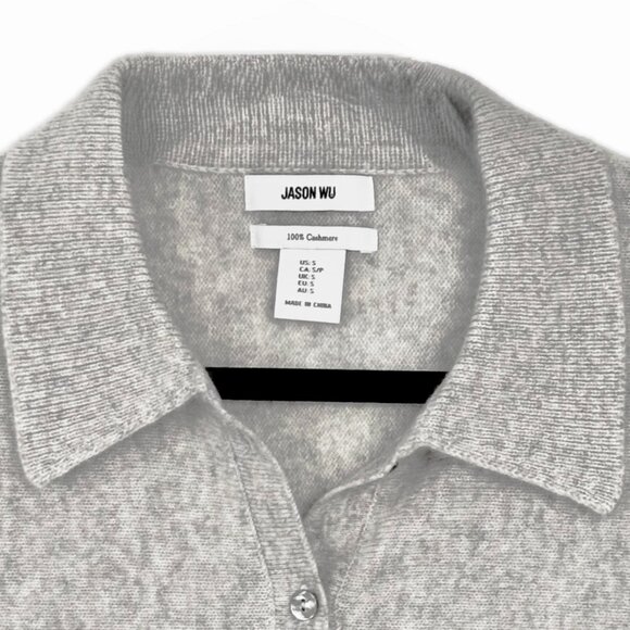 NEW Jason Wu Cashmere Collared Cardigan Sweater Gray Women's Size S - Picture 4 of 11